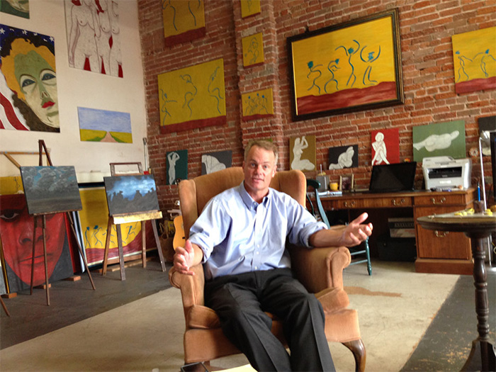 Mullen in his art studio in the Gaslamp Quarter of downtown San Diego.