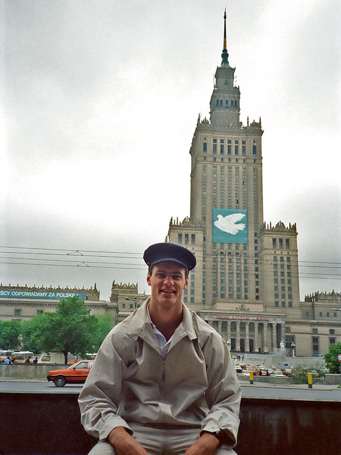 Mullen disguised as a fellow-traveler in communist Warsaw, Poland in 1987.